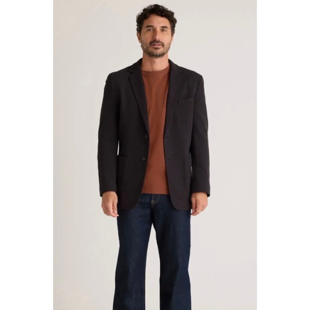 New! Quince Men's Cotton Pique Knit Blazer Black Sz Large